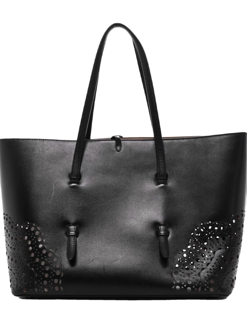 Alaia Black Openwork Leather Tote Bag